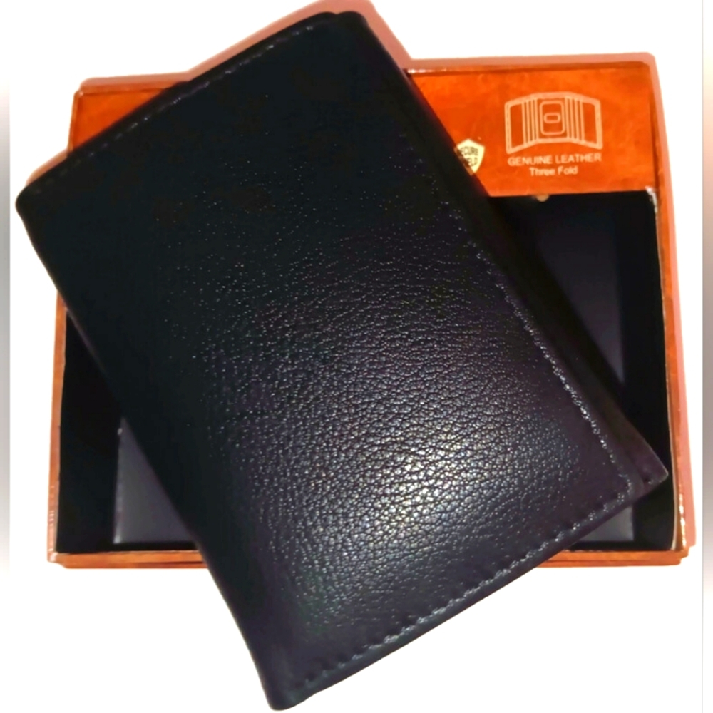 MEN'S BUXTON HOUSTON TRIFOLD LEATHER WALLET, BLACK